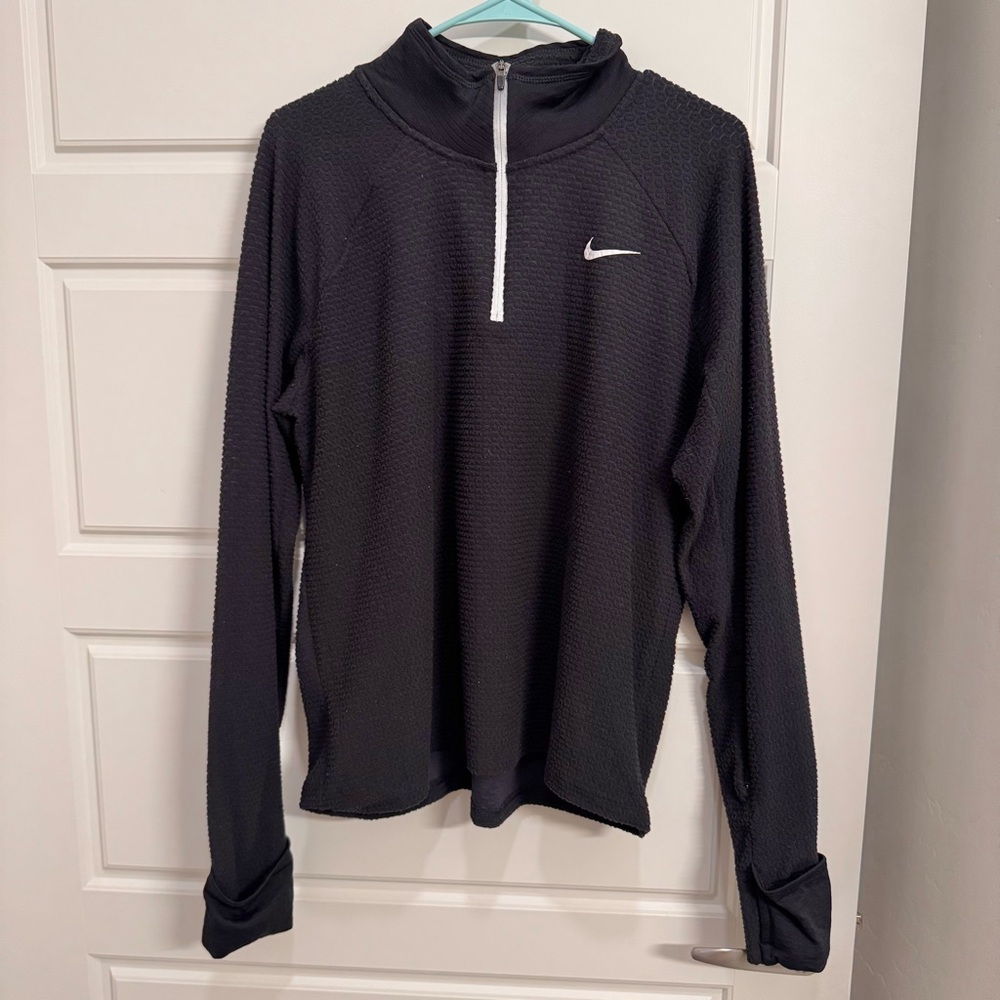 Nike Running Black Textured Quarter-Zip Top